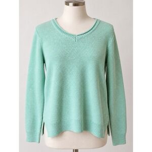 Croft & Barrow Mens Large Mint Green Cotton V-Neck Textured Knit Sweater L